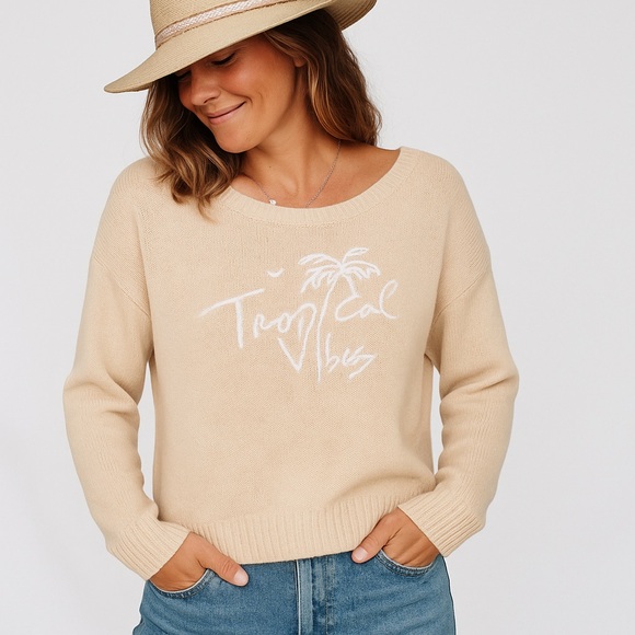 Beachly x Goldfish Kiss “Tropical Vibes” Embroidered Sweater – Size Medium - Picture 1 of 9